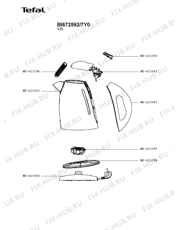 Схема №1 BI673012/7Y0 с изображением Крышка для чайника (термопота) Tefal MS-621542
