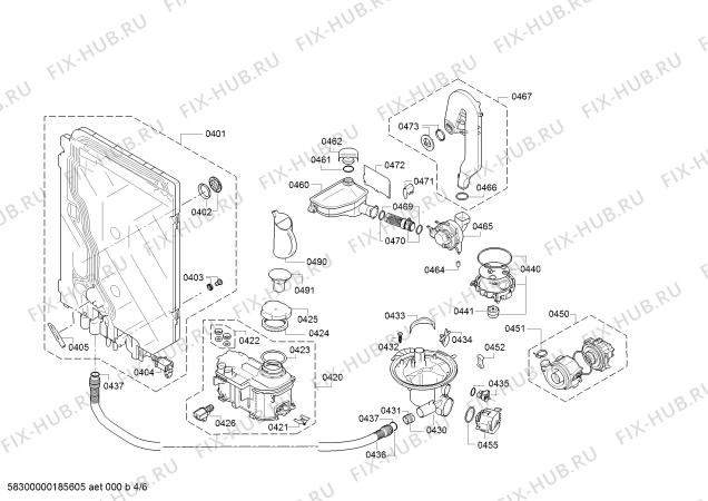 Взрыв-схема посудомоечной машины Bosch SBV54M70EU SuperSilence - Схема узла 04