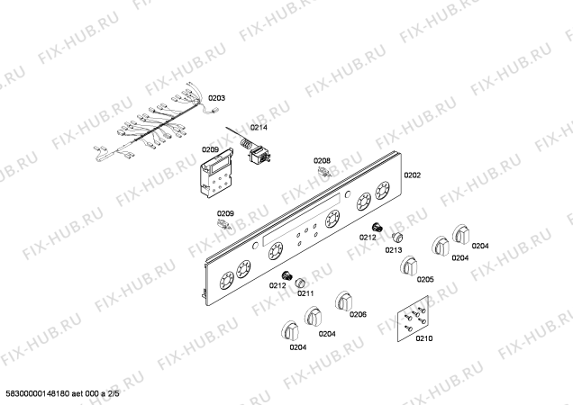 Взрыв-схема плиты (духовки) Siemens HP243210E - Схема узла 02