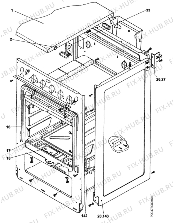 Взрыв-схема плиты (духовки) Castor C55SA - Схема узла Section 1