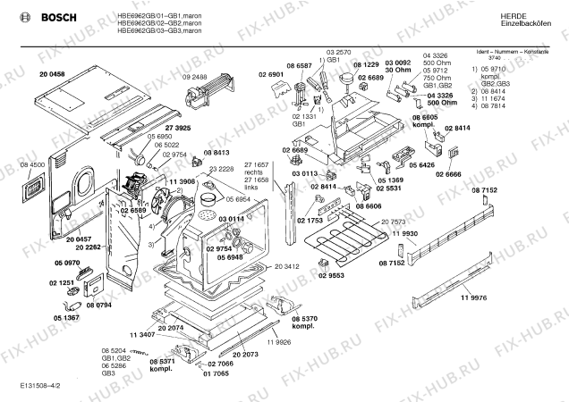 Схема №3 0750462029 с изображением Нагревательный элемент для плиты (духовки) Bosch 00207573