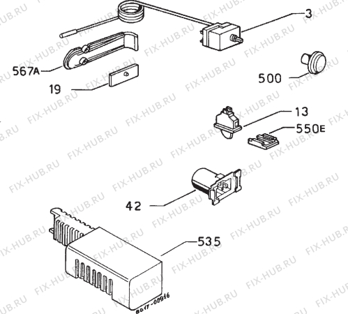 Взрыв-схема холодильника Zanussi DF77/30FF - Схема узла Refrigerator electrical equipment