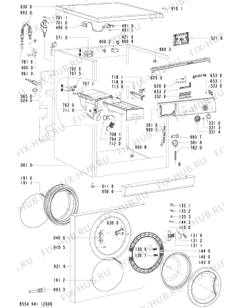 Схема №2 WAK 7466 с изображением Обшивка для стиралки Whirlpool 481245217895