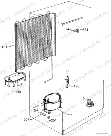 Взрыв-схема холодильника Zanussi ZRT633W - Схема узла Cooling system 017