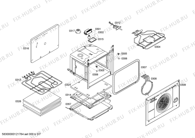 Взрыв-схема плиты (духовки) Siemens HL653540F - Схема узла 03