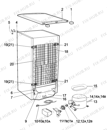 Взрыв-схема холодильника Zanussi ZRD26O - Схема узла Cooling system 017