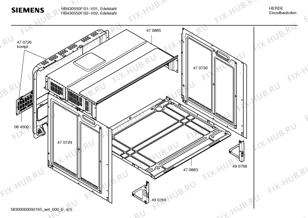 Схема №5 HB430550F с изображением Панель управления для духового шкафа Siemens 00434980