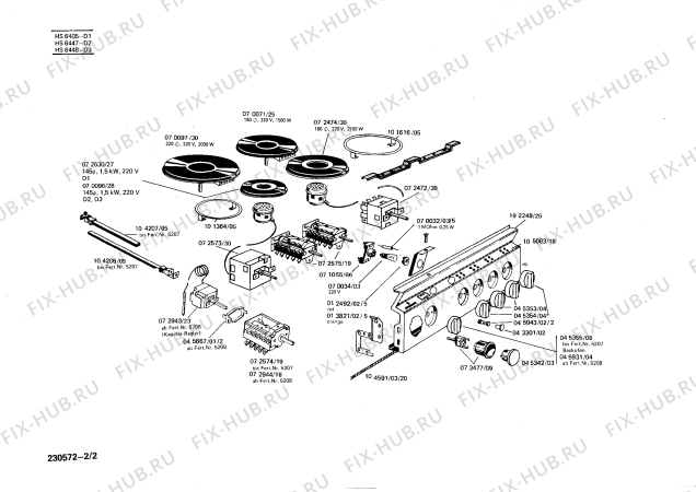 Взрыв-схема плиты (духовки) Siemens HS6448 - Схема узла 02