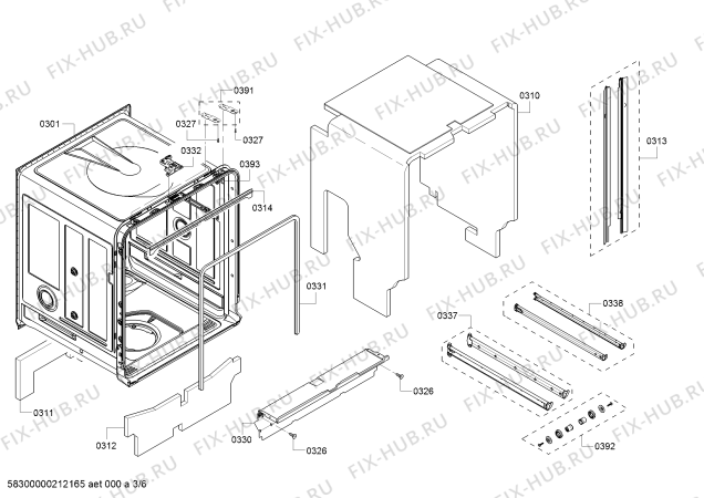 Взрыв-схема посудомоечной машины Bosch SHX865YN5N, SilencePlus 44 dBA - Схема узла 03