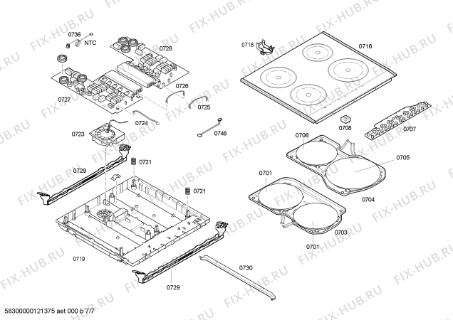 Взрыв-схема плиты (духовки) Siemens HL448201X - Схема узла 07