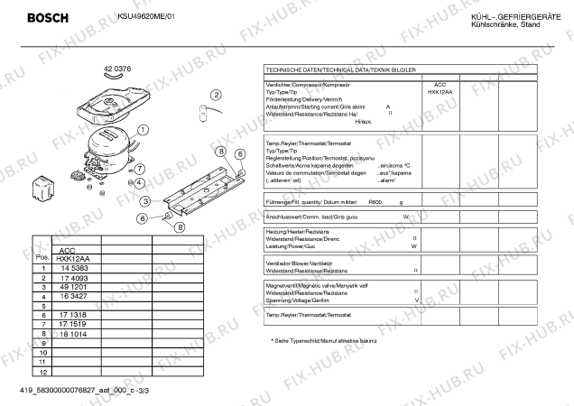 Взрыв-схема холодильника Bosch KSU49620ME - Схема узла 03