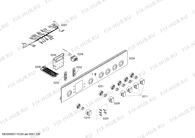 Взрыв-схема плиты (духовки) Bosch HSV745020 - Схема узла 02