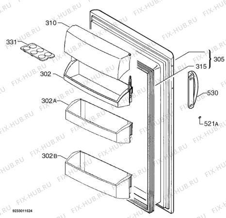 Взрыв-схема холодильника Aeg Electrolux S40130TK - Схема узла Door 003