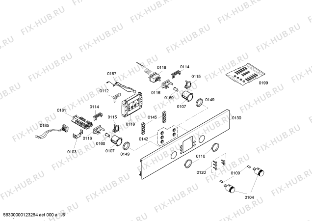 Схема №5 HBN131561B с изображением Панель управления для духового шкафа Bosch 00447827