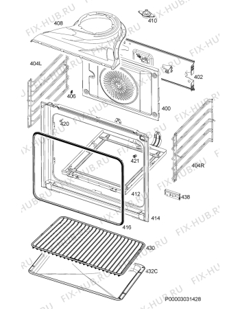 Взрыв-схема плиты (духовки) Aeg BC300000MM - Схема узла Oven
