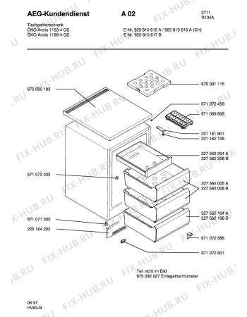 Взрыв-схема холодильника Aeg OKO A. 1153-4 GS - Схема узла Housing 001