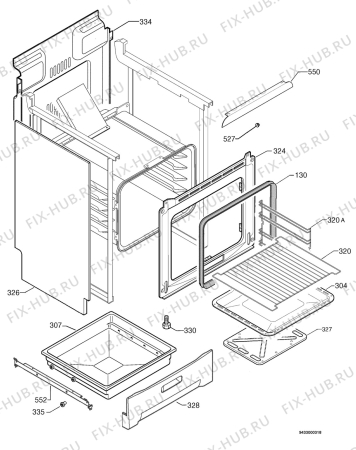 Взрыв-схема плиты (духовки) Electrolux EKG60011 - Схема узла Housing 001