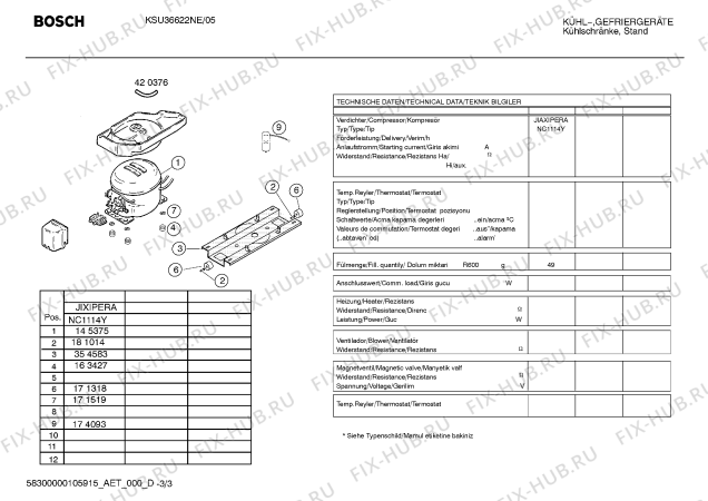 Схема №3 KSU36622NE с изображением Инструкция по эксплуатации для холодильника Bosch 00591357