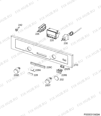 Взрыв-схема плиты (духовки) Electrolux EOB5454BAX - Схема узла Command panel 037