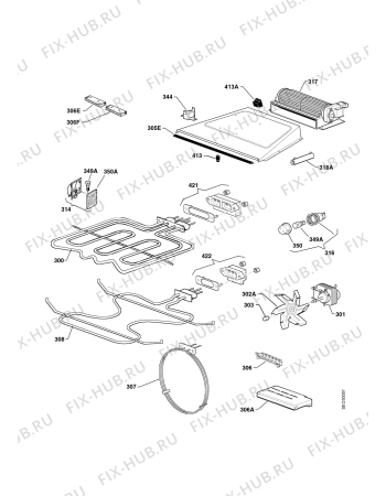 Взрыв-схема плиты (духовки) Electrolux EBGL50GX3CN - Схема узла Functional parts