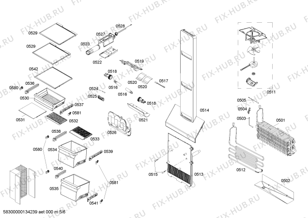 Взрыв-схема холодильника Bosch KAD63V20TI - Схема узла 05