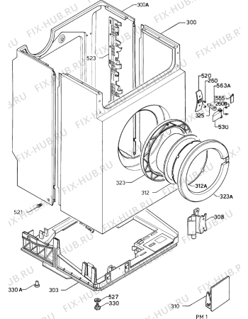 Взрыв-схема стиральной машины Rex TD600 - Схема узла Cabinet + armatures