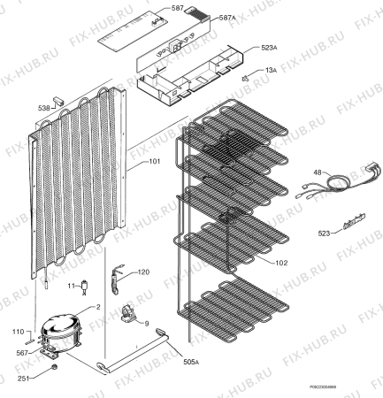 Взрыв-схема холодильника Electrolux SG195 - Схема узла Cooling system 017