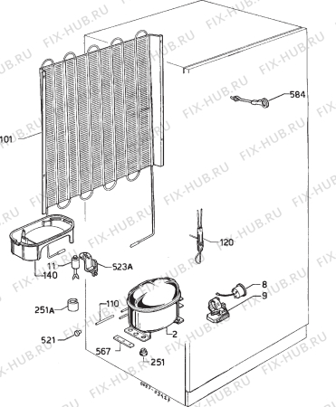 Взрыв-схема холодильника Electrolux ER1824D - Схема узла Cooling system 017