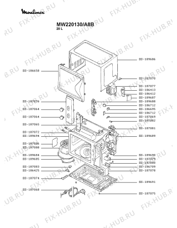 Схема №1 MW220130/A8B с изображением Фиксатор для свч печи Moulinex SS-189685