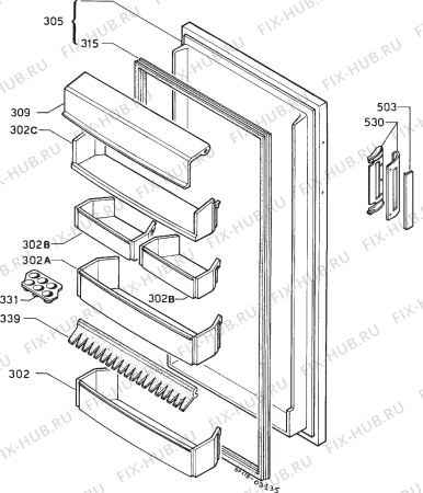 Взрыв-схема холодильника Electrolux ER2322C - Схема узла Door 003