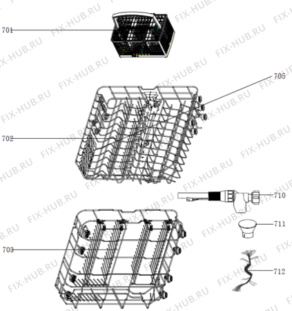 Взрыв-схема посудомоечной машины Gorenje GI61010X (566907, WQP12-7721H) - Схема узла 07