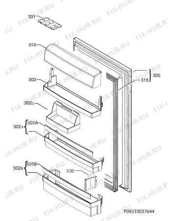 Взрыв-схема холодильника Aeg AIK1343R - Схема узла Door 003