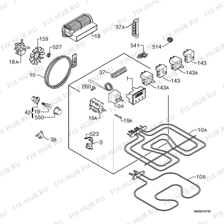 Взрыв-схема плиты (духовки) Zanussi ZOU799QW - Схема узла Electrical equipment 268