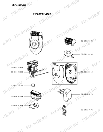 Схема №1 EP4321E4/23 с изображением Корпусная деталь для электроэпилятора Rowenta CS-00125079
