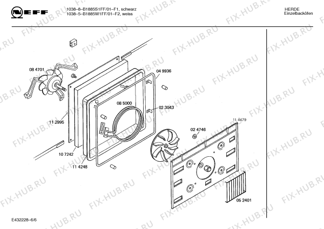 Схема №6 B1885W1FF 10385 с изображением Инструкция по эксплуатации для электропечи Bosch 00516060