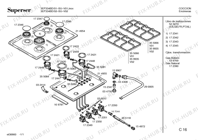 Схема №1 3EP338B с изображением Газовый кран для духового шкафа Bosch 00172351