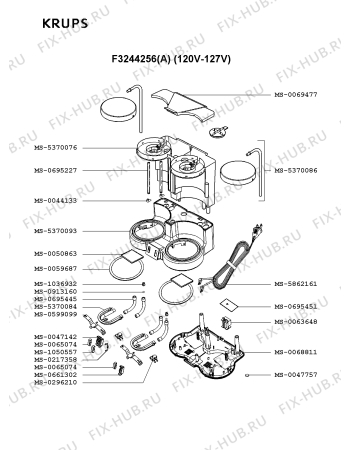 Взрыв-схема кофеварки (кофемашины) Krups F3244256(A) - Схема узла SP001651.6P2