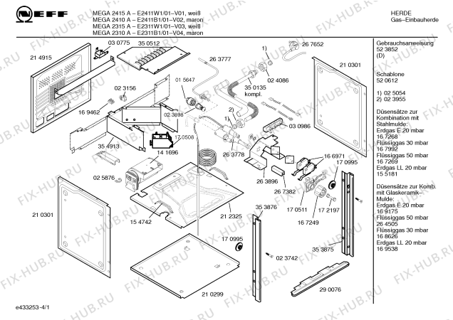 Схема №4 E2431S0 MEGA 2431 с изображением Кольцо для духового шкафа Bosch 00166960