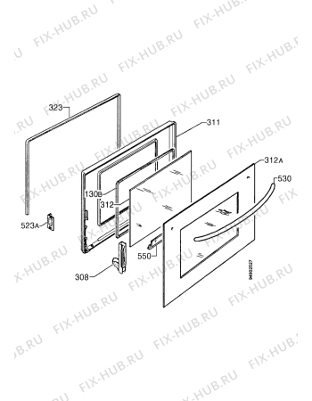 Взрыв-схема плиты (духовки) Zanussi ZHM725X - Схема узла Door 003
