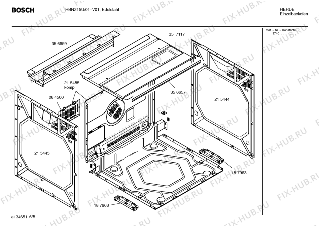 Взрыв-схема плиты (духовки) Bosch HBN215U - Схема узла 05
