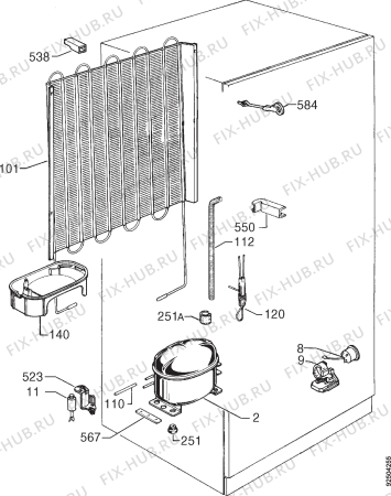 Взрыв-схема холодильника Zanussi ZO33N - Схема узла Cooling system 017