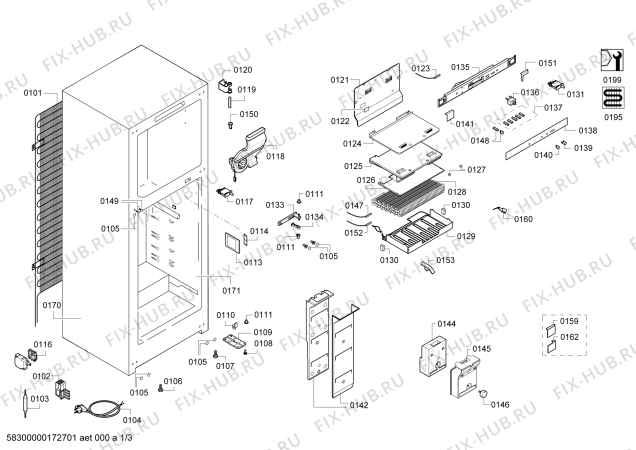Схема №3 KD42NVI20 с изображением Крышка для холодильной камеры Bosch 00742701