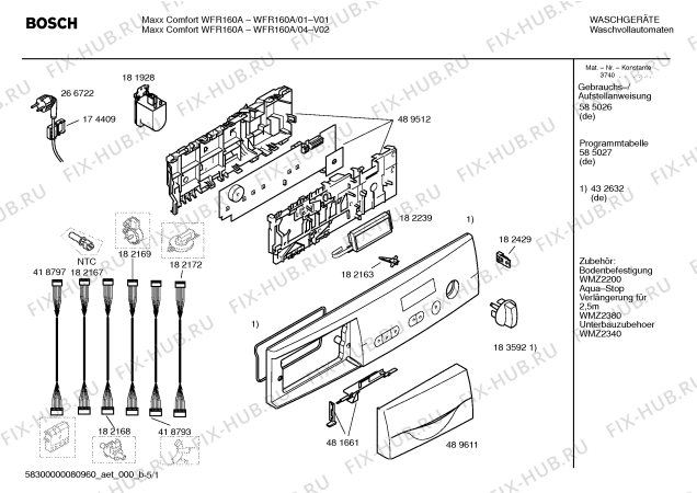 Схема №4 WFR160A Maxx Comfort WFR160A с изображением Инструкция по установке и эксплуатации для стиральной машины Bosch 00585026