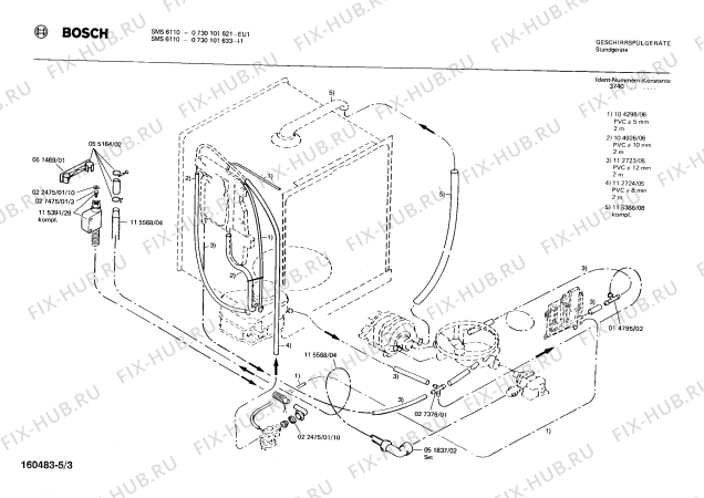 Взрыв-схема посудомоечной машины Bosch 0730101621 SMS6110 - Схема узла 03