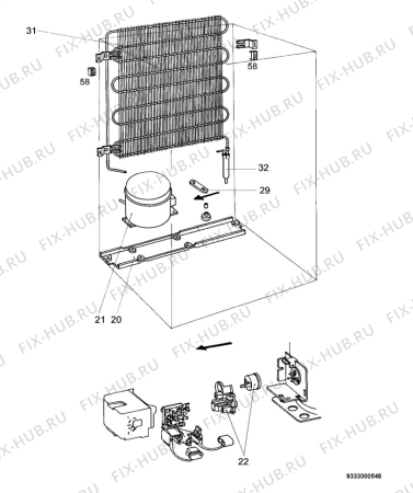 Взрыв-схема холодильника Kelvinator KT160SB - Схема узла Cooling system 017