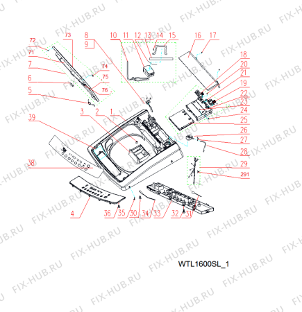Схема №4 WTL 1600 SL с изображением Ручка двери Whirlpool 482000022483