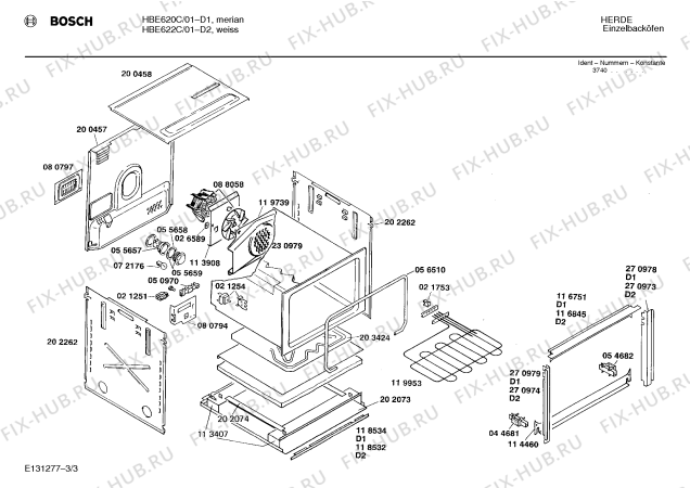 Схема №3 HBE622DNN с изображением Панель для электропечи Bosch 00273313