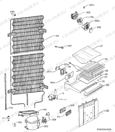 Взрыв-схема холодильника Rex Electrolux RNA38970Z - Схема узла Cooling system 017
