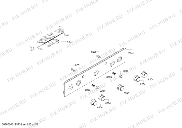 Взрыв-схема плиты (духовки) Bosch HGA223120F - Схема узла 02