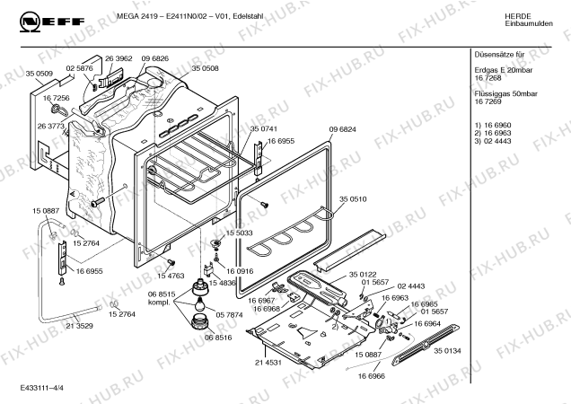 Схема №3 E2411N0 MEGA 2419 с изображением Ручка управления духовкой для плиты (духовки) Bosch 00167539